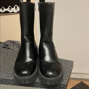 Black Platform Mid-Calf Women's Boots
